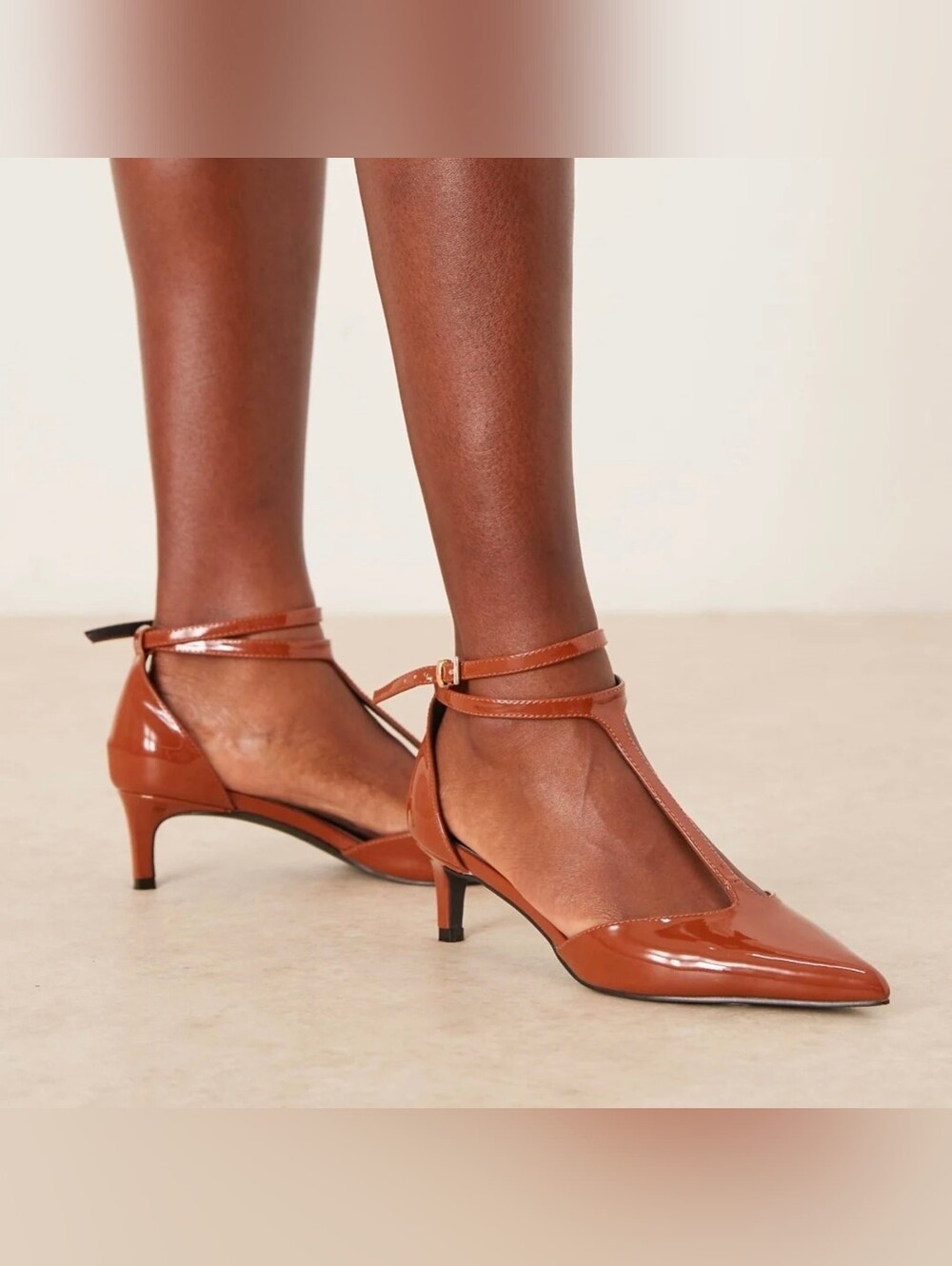 Wide Fit T-Strap Pointed Toe Heels